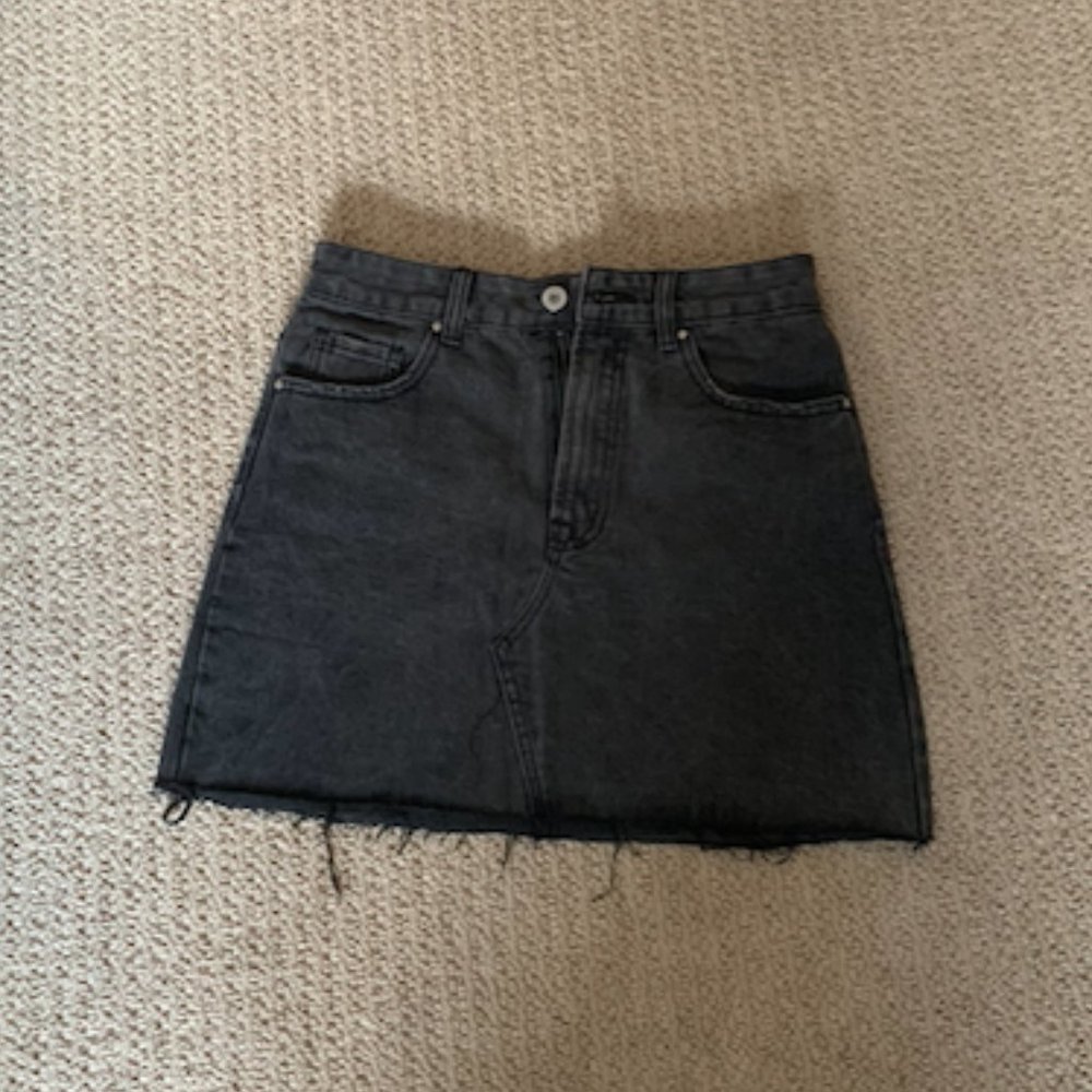 Black Denim Mini Skirt